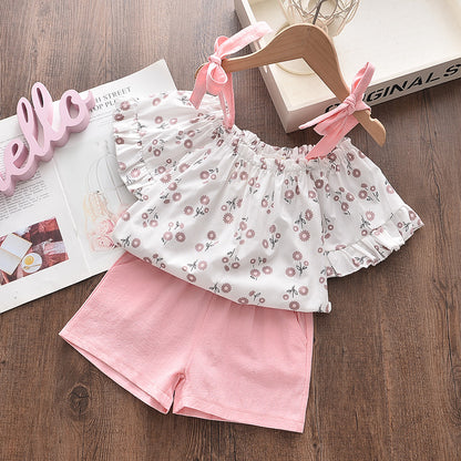 Azure Chiffon: Cool Girl Sling Two-Piece & Sun Hat Set