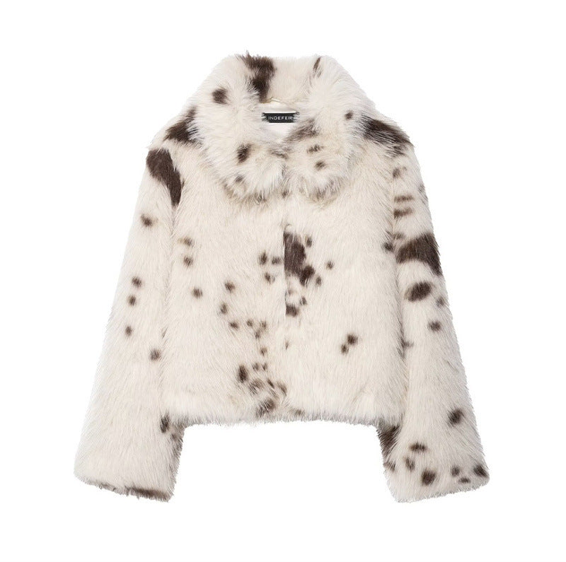 Artificial Fur Animal Pattern Coat For Women