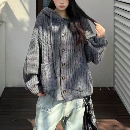 South Korea Retro Twist Hooded Sweater