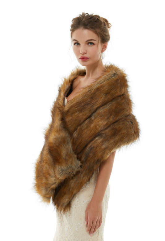 Simple And Stylish Faux Fur Shawl