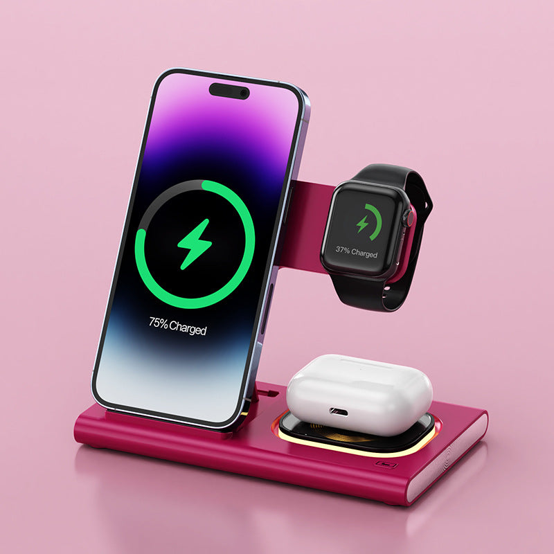 NightDock 3-in-1: 15W Magnetic Charging Stand with Ambient Night Light