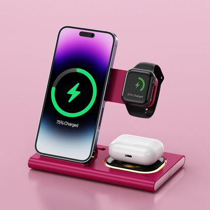 NightDock 3-in-1: 15W Magnetic Charging Stand with Ambient Night Light