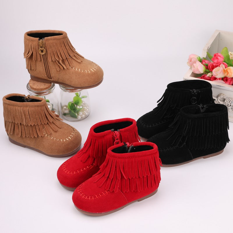 Girls Winter New Fringed Boots