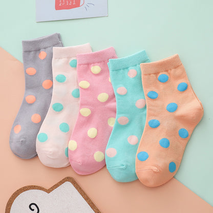 Spring And Summer Thin Cute Smiley Face Cotton Middle Tube Boys And Girls Fashion All-matching Socks