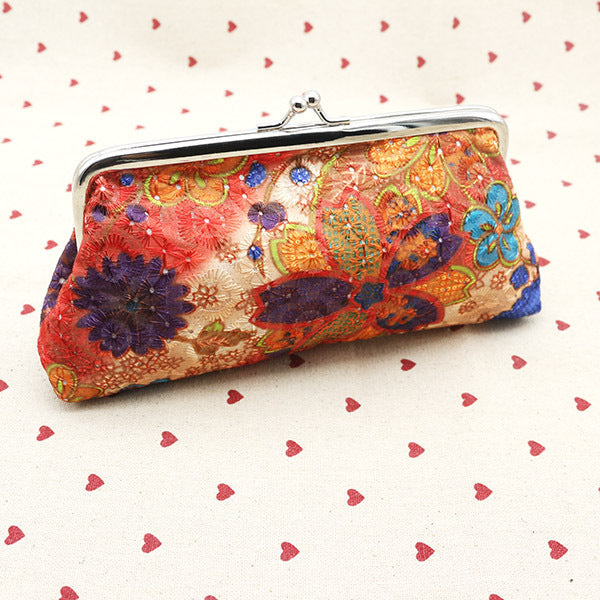 Women's Embroidered Fabric Wallet Long