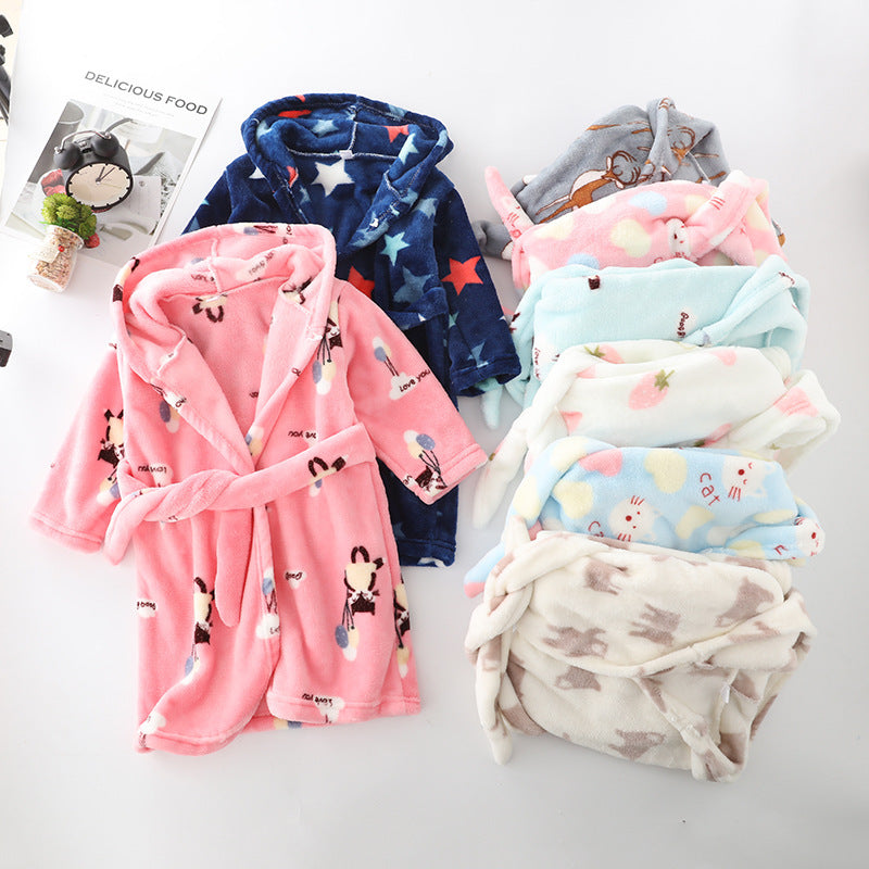 The Coral Night: Children’s Flannel Hoodie Night-Robe