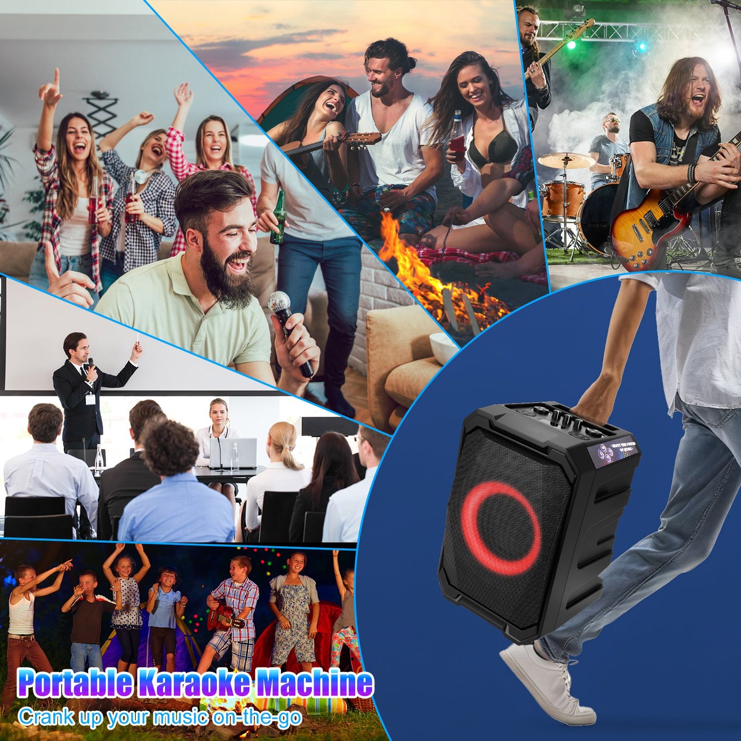 The Dual Vocal: Party Speaker with 2 Wireless Mics & Remote