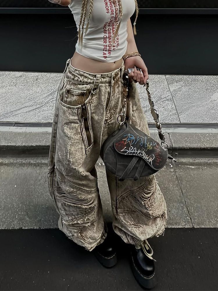 Women's Loose And Versatile American Floor Bending Knife Pants