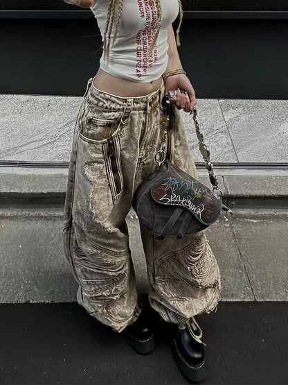 Women's Loose And Versatile American Floor Bending Knife Pants