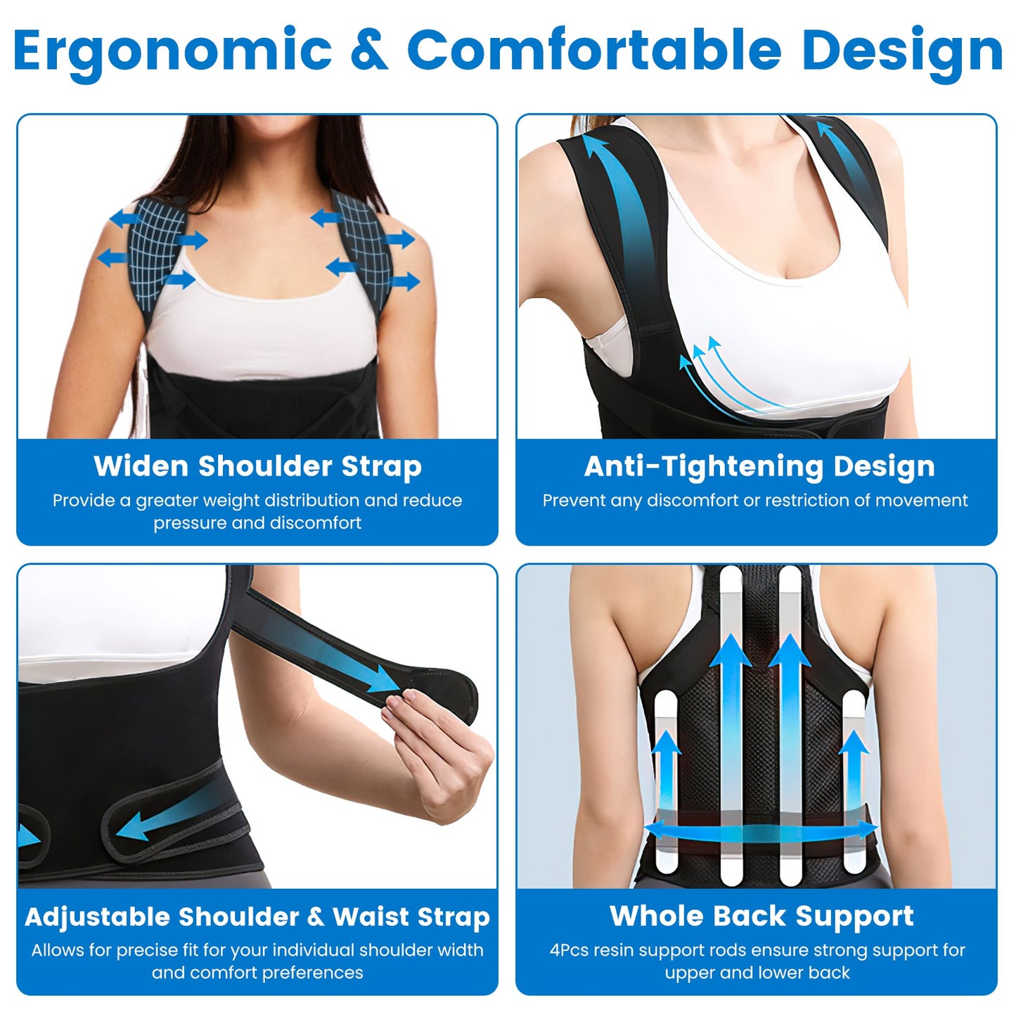 TriSize Corrector: 3-Size Adjustable Invisible Back Brace Posture Trainer for Men & Women