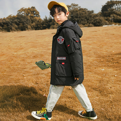 The Solid Down: Fashion Solid-Color Mid-Length Down Jacket