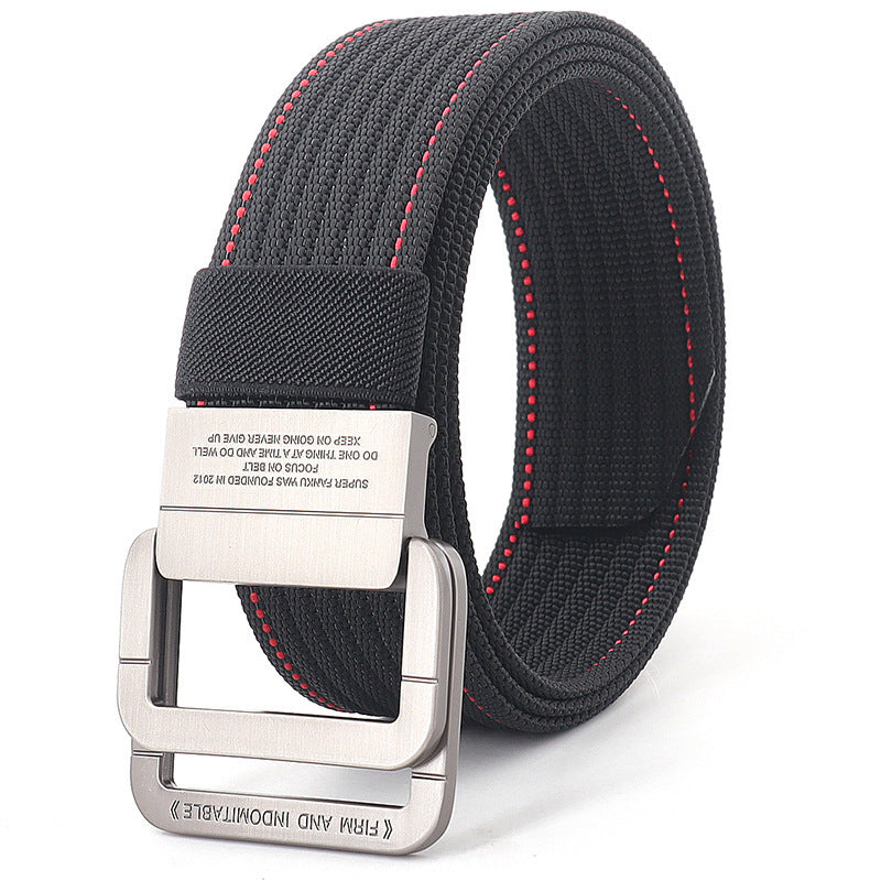 Alloy Double Ring Buckle Woven Nylon Tactical Sports Outdoor Waist Belt