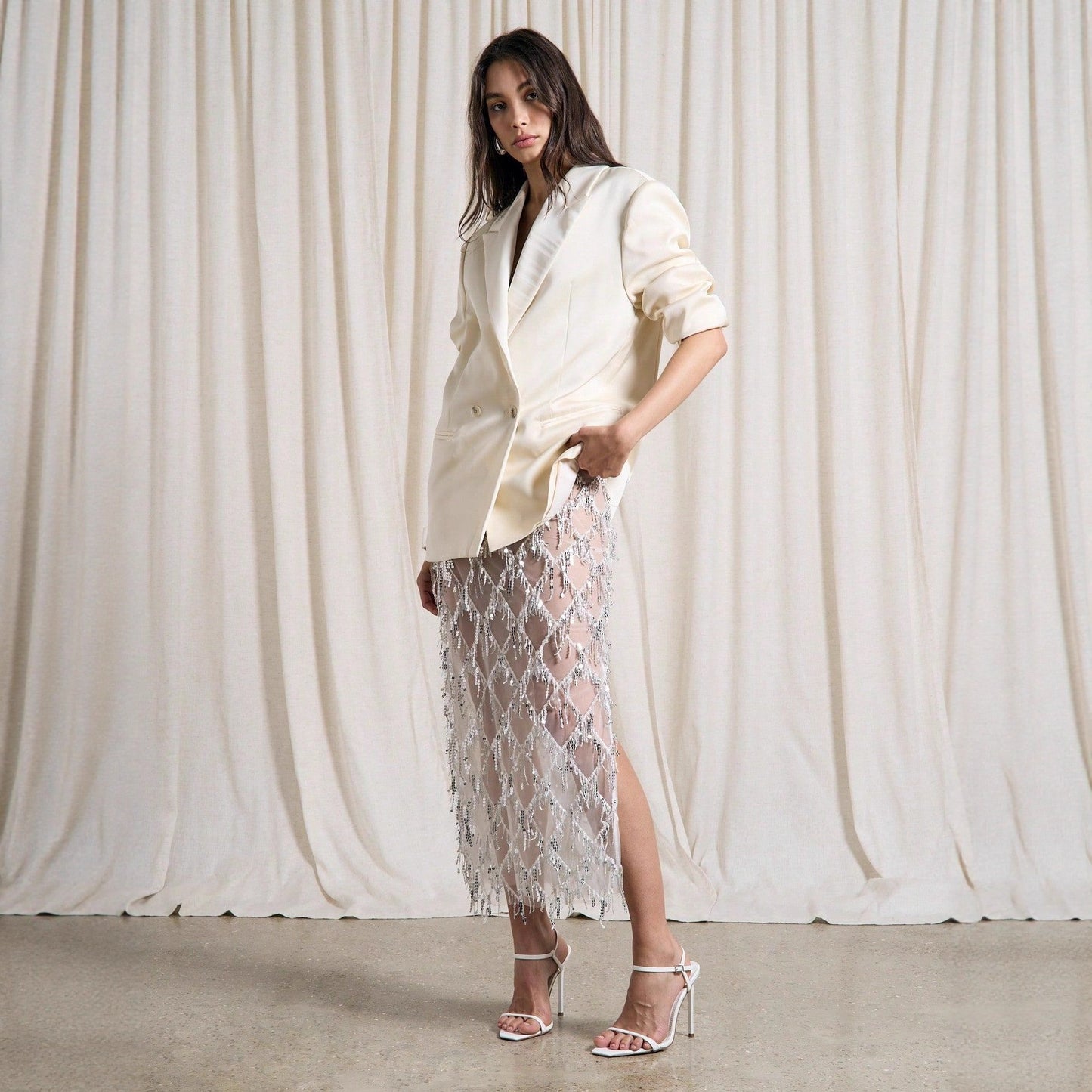 Sexy Sequined Tassel Sequins Skirt