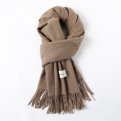 Simple Tassel Shawl Warm Artificial Cashmere Scarf