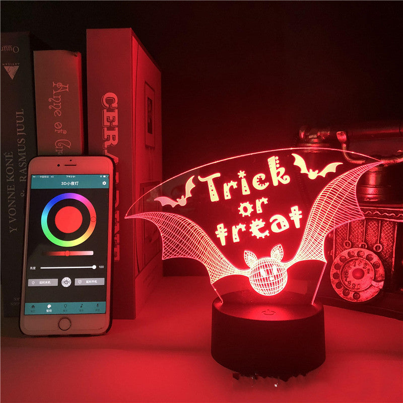 The Bat Silhouette: Halloween 3D Night Light Alarm