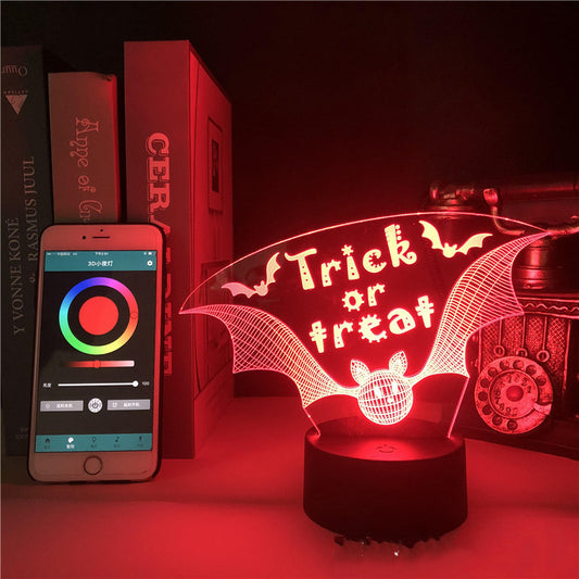 The Bat Silhouette: Halloween 3D Night Light Alarm