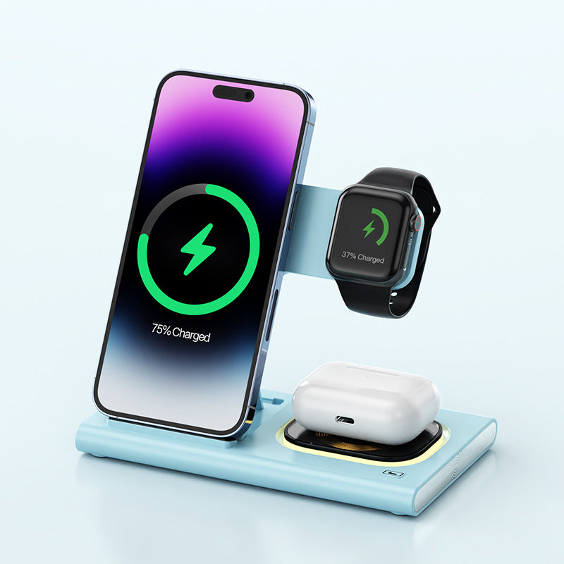 NightDock 3-in-1: 15W Magnetic Charging Stand with Ambient Night Light