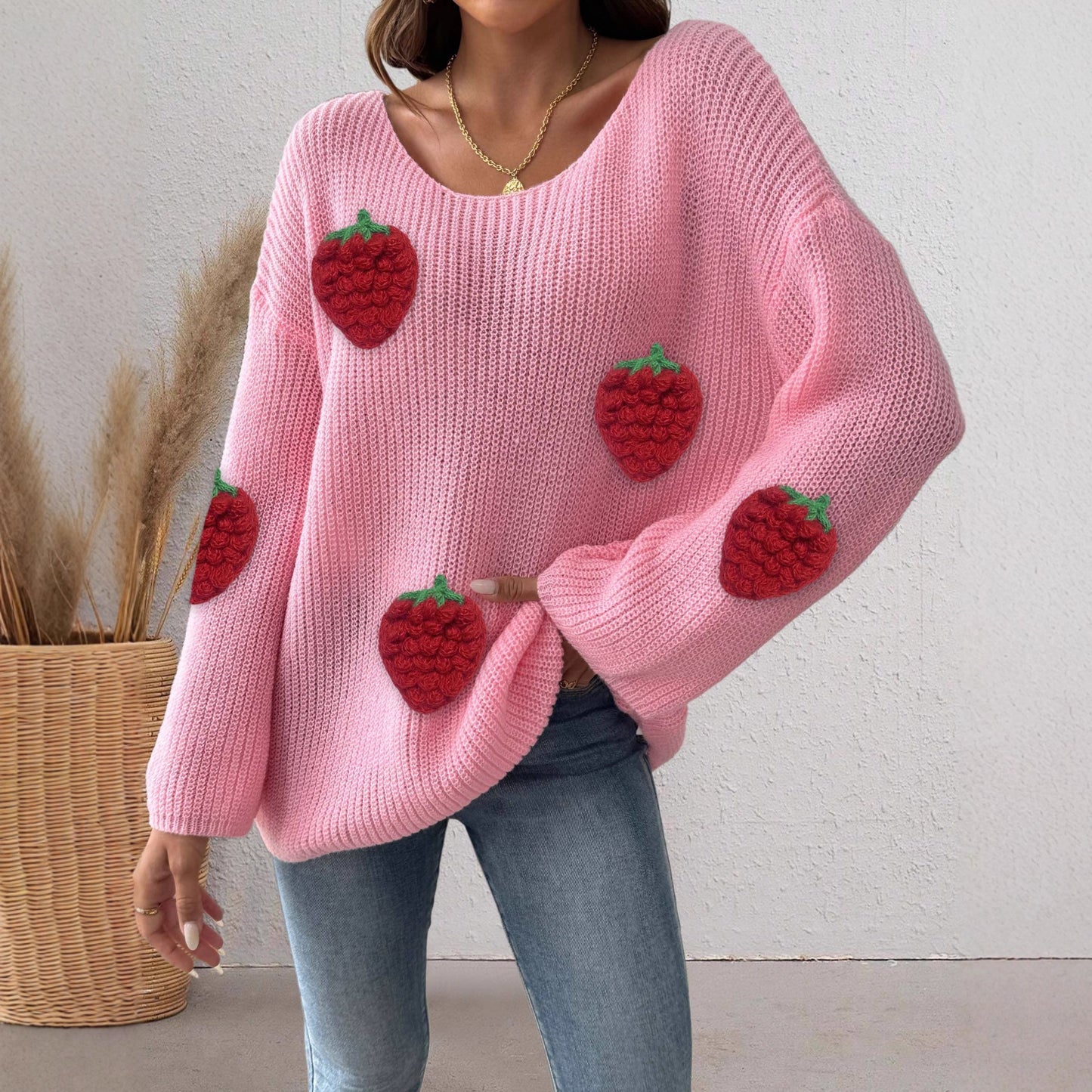 Women's Simple Loose Off Shoulder Off-the-shoulder Flared Sleeves Sweater