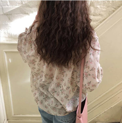 Flare Sleeve Collar Chiffon Top For Women