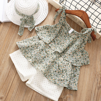 Azure Chiffon: Cool Girl Sling Two-Piece & Sun Hat Set