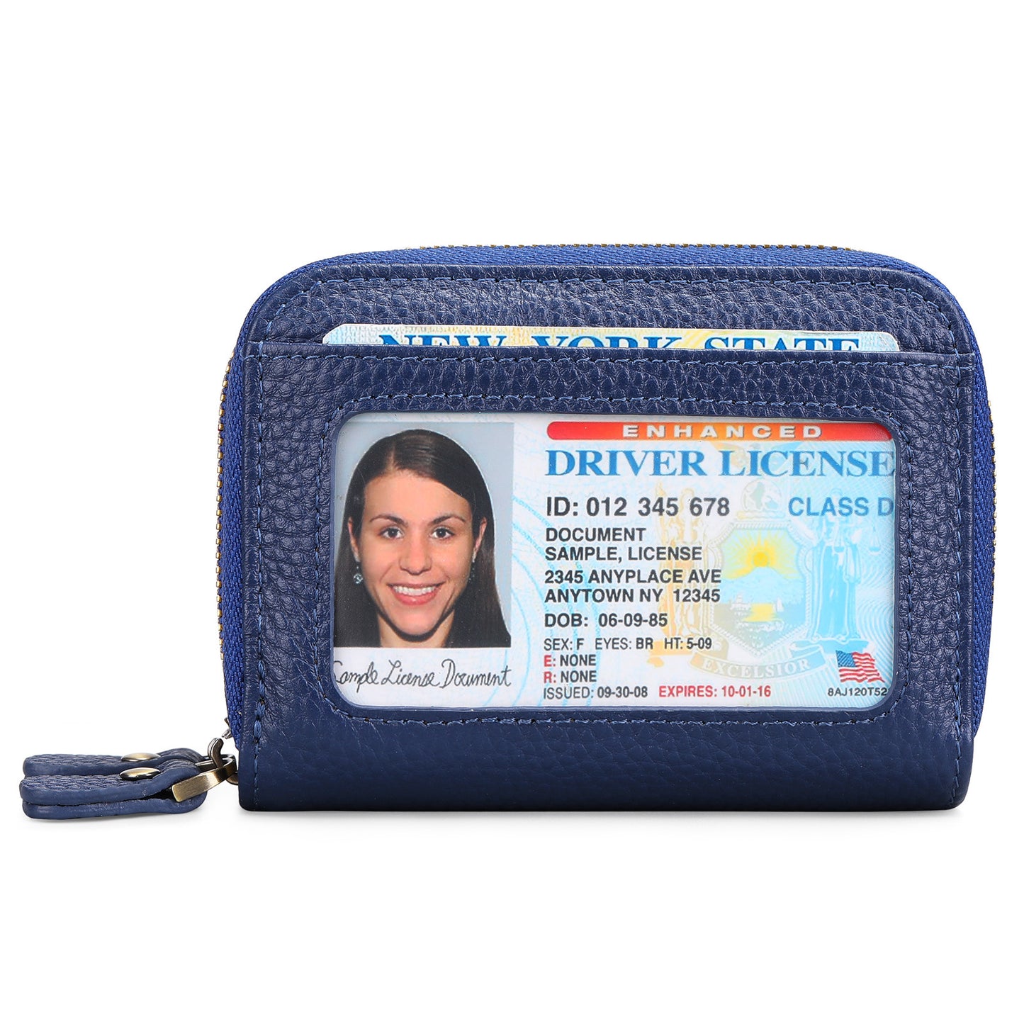 First Cowhide Double Layer Zipper Expanding Card Holder