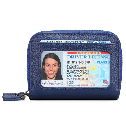 First Cowhide Double Layer Zipper Expanding Card Holder