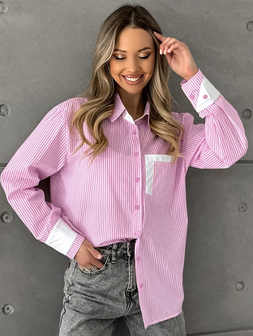 Oversize Loose Striped Blouse For Women