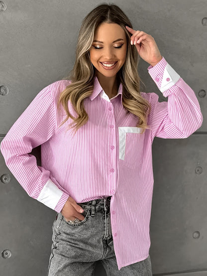 Oversize Loose Striped Blouse For Women