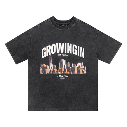 City Landscape Printed Short-sleeved T-shirt Men