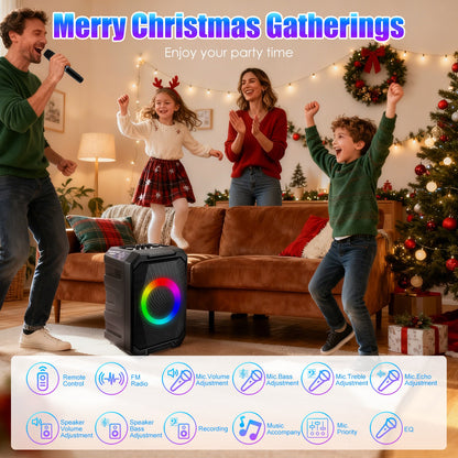 The Dual Vocal: Party Speaker with 2 Wireless Mics & Remote