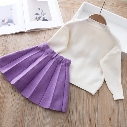 The Mink Wool: Two-Piece Baby Girl Mink Wool Sweater Dress