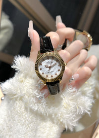 Rose Shell Black Leather