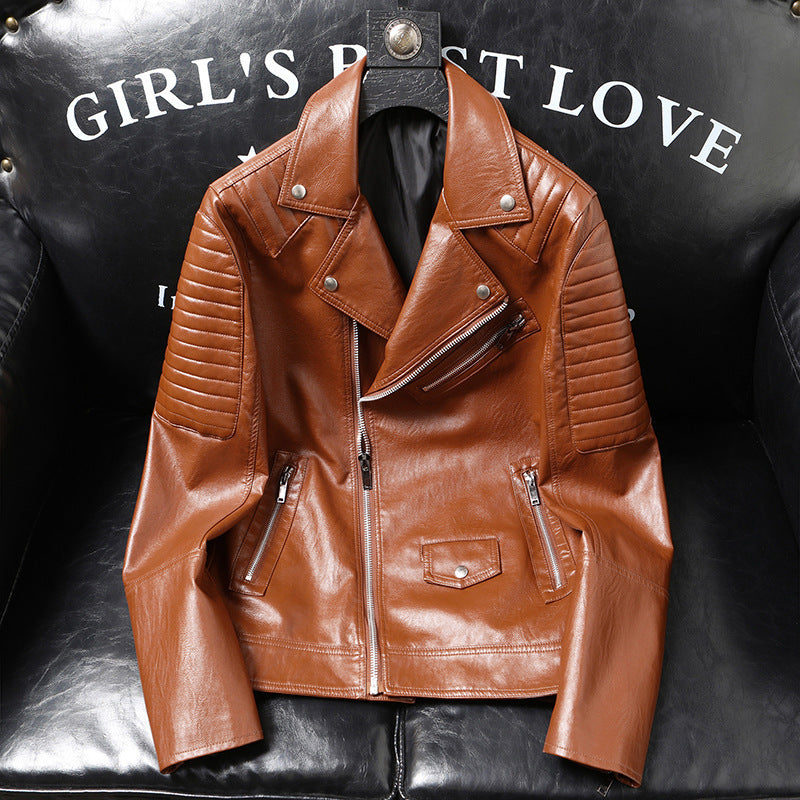 Spring Autumn Slim-Fitting Biker Leather Jacket Agile Seasonal Rider