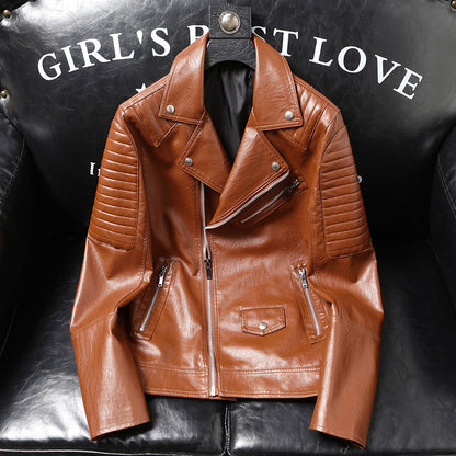 Spring Autumn Slim-Fitting Biker Leather Jacket Agile Seasonal Rider