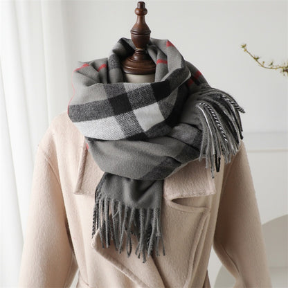 Cashmere-like Plaid Warm Shawl Scarf Unisex All-matching