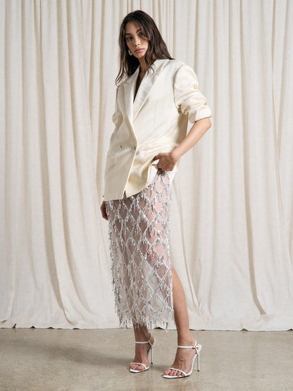 Sexy Sequined Tassel Sequins Skirt