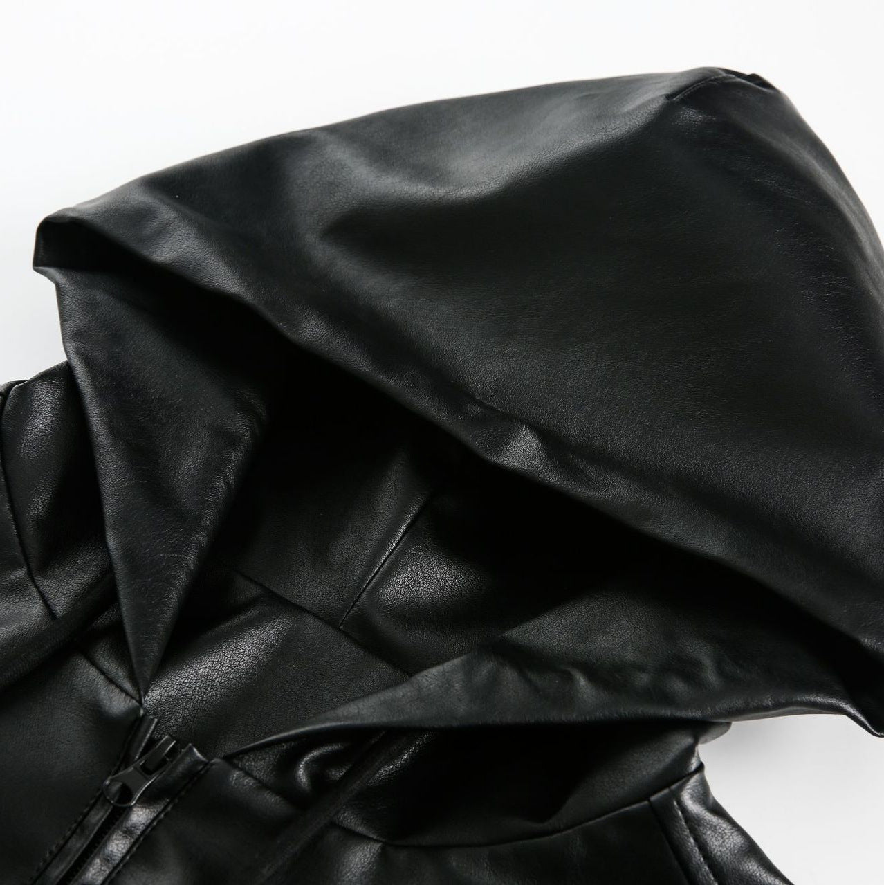 Mens American-Style Retro Simple Hooded Leather Coat Jacket Classic Icon