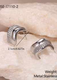 steel color curve earrings