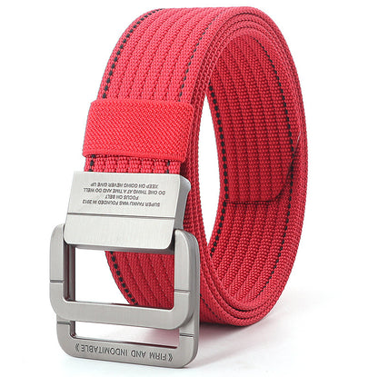 Alloy Double Ring Buckle Woven Nylon Tactical Sports Outdoor Waist Belt