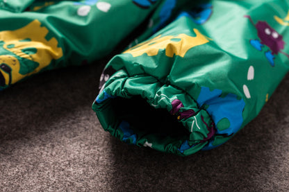 The Jurassic Shield: Cute Dinosaur Windproof & Rainproof Jacket