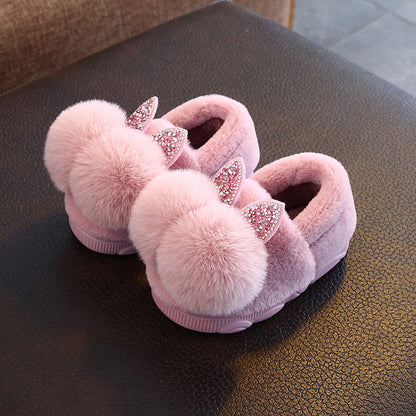 Boy's Wool Slippers Indoor Parent-child Cotton Shoes