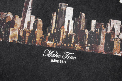 City Landscape Printed Short-sleeved T-shirt Men