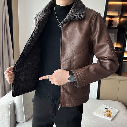 Hong Kong Style Velvet Padded Plus Size Mens Leather Jackets Urban Opulence