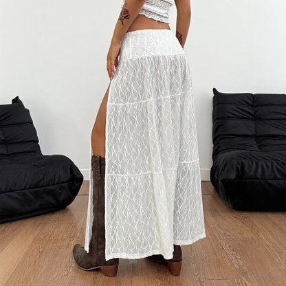 New Beach Style Texture Split Sexy Vacation A- Line Women's Skirt