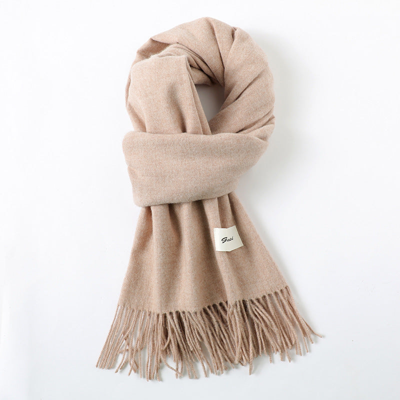 Simple Tassel Shawl Warm Artificial Cashmere Scarf