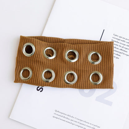 Hot Girl Metal Round Hole Hollow Out Elastic Ribbon Vintage Headwear