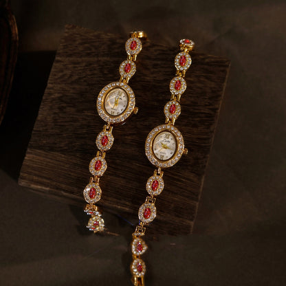 Women's Mid-ancient Oval Colorful Treasure Rainbow Light Luxury Watch