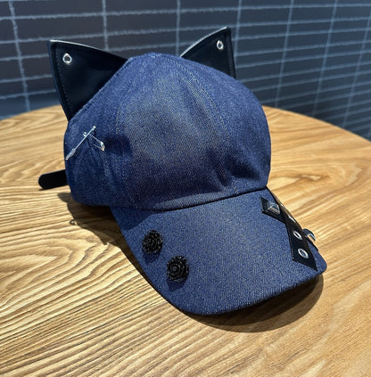A Niche Baseball Cap With Three-dimensional Cat Ears