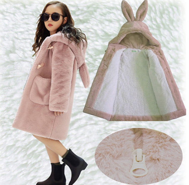 The Sovereign Faux: Thickened Faux Fur Coat for Big Kids