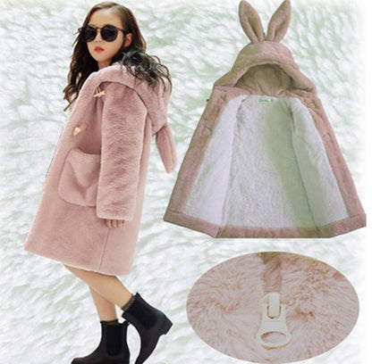 The Sovereign Faux: Thickened Faux Fur Coat for Big Kids